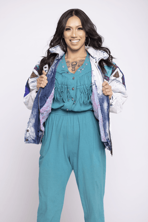 RAINBOW WEST DENIM ACID WASH PUFFER JACKET