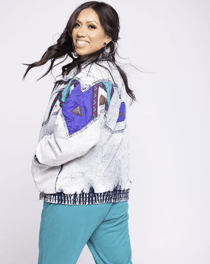 RAINBOW WEST DENIM ACID WASH PUFFER JACKET
